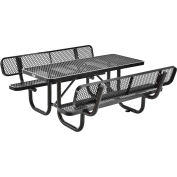 Table de pique-nique rectangulaire Global Industrial™ 6' avec dossiers, métal déployé, noir