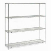 Nexel® Poly-Z-Brite®, 4 Tier, Wire Shelving Starter Unit, 54"W x 21"D x 86"H