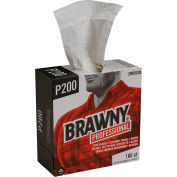 Brawny® Professional P200 Serviettes de nettoyage jetables, Grande boîte, Blanc, 830 Serviettes / Étui