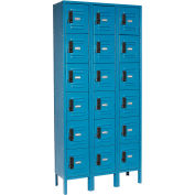 Global Industrial™ 6-Tier 18 Door Digital Locker, 36"L x 12"P x 78"H, Bleu, Assemblé
