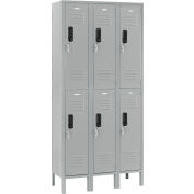 Global Industrial™ 2-Tier 6 Door Digital Locker, 36"L x 18"P x 78"H, Gris, Assemblé