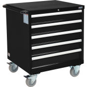 Global Industrial™ Mobile Modular Drawer Cabinet, 5 Drawers, w/Lock, 30"Wx27"Dx37"H, Black