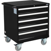 Global Industrial Mobile Modular Drawer Cabinet, 5 Drawers, w/Lock, 30"Wx27"Dx37"H, Black