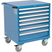 Global Industrial™ Mobile Modular Drawer Cabinet, 7 Tiroirs, w/Lock, 30"Wx27"Dx37"H, Bleu