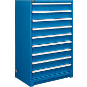 Global Industrial™ Modular Drawer Cabinet, 9 Drawers, w/Lock, 36"Wx24"Dx57"H, Blue