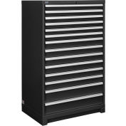 Global Industrial Modular Drawer Cabinet, 14 Drawers, w/ Lock, 36"W x 24"D x 57"H, Black