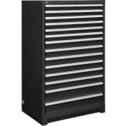 Global Industrial™ Modular Drawer Cabinet, 14 tiroirs, avec serrure, 36 « L x 24 « P x 57 « H, Noir