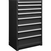 Global Industrial™ Modular Drawer Cabinet, 8 Tiroirs, w/Lock, 36"Wx24"Dx57"H, Noir