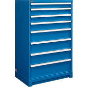 Global Industrial™ Modular Drawer Cabinet, 8 Drawers, w/Lock, 36"Wx24"Dx57"H, Blue