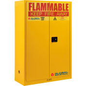 Global Industrial™ Inflammable Cabinet, Manuel Close Double Door, 45 Gallon, 43"Wx18"Dx65"H