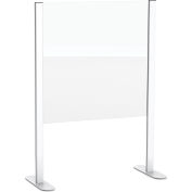 Global Industrial™ Cashier Shield 24"L x 24"H, avec base de piste de course, argent