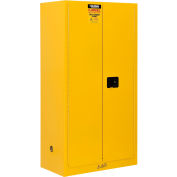 Armoire industrielle™ inflammable globale avec porte à fermeture manuelle, 2 compartiments, 34 » L x 18 » P x 65"H
