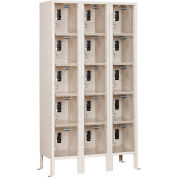 Global Industrial™ Casier à 5 niveaux et 15 portes à vue dégagée, serrure numérique, 36 po L x 18 po P x 66 po H, beige, assemblé