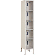 Global Industrial™ Casier à 5 niveaux et 5 portes à vue dégagée, serrure numérique, 12 po L x 15 po P x 66 po H, beige, assemblé