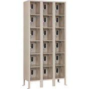 Global Industrial™ Casier à 6 niveaux et 18 portes à vue dégagée, serrure numérique, 36 po L x 12 po P x 78 po H, beige, assemblé