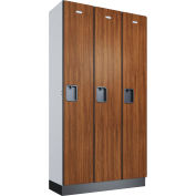 Global Industrial™ Casier en bois à 1 niveaux et 3 portes, 36 po L x 15 po P x 72 po H, cerisier, assemblé