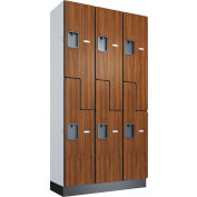 Global Industrial Casier en™ bois à 2 niveaux et 6 portes, 36 po L x 15 po P x 72 po H, cerisier, non assemblé