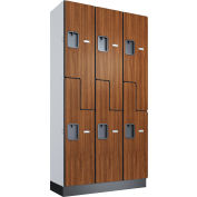 Global Industrial™ Casier en bois à 2 niveaux et 6 portes, 36 po L x 15 po P x 72 po H, cerisier, assemblé
