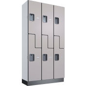 Global Industrial™ Casier en bois à 6 portes à 2 niveaux, 36 po L x 15 po P x 72 po H, gris, assemblé