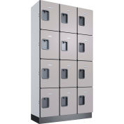 Global Industrial™ Casier en bois à 12 portes à 4 niveaux, 36 po L x 15 po P x 72 po H, gris, assemblé