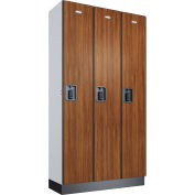 Global Industrial™ Casier numérique en bois à 1 niveaux et 3 portes, 36 po L x 15 po P x 72 po H, cerisier, non assemblé
