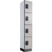 Global Industrial™ Casier numérique en bois à 4 niveaux et 4 portes, 12 po L x 15 po P x 72 po H, gris, non assemblé