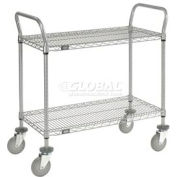 Nexel® Utility Cart, 2 Shelf, Nexelate®, 36"L x 18"W x 39"H, Roulettes en polyuréthane