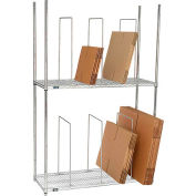 Global Industrial™ Dual Level Carton Stand w/ 6 Dividers, 48"L x 18"W x 78-1/2"H, Chrome