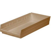 Global Industrial Plastic Nesting Storage Shelf Bin 11-1/8"W x 23-5/8"D x 4"H Beige - Pkg Qty 6