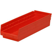Global Industrial™ Plastic Nesting Storage Shelf Bin 6-5/8"W x 17-7/8"D x 4"H Rouge, qté par paquet : 12