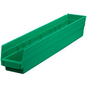 Global Industrial™ Plastic Nesting Storage Shelf Bin 4-1/8"W x 23-5/8"D x 4"H Green, qté par paquet : 12