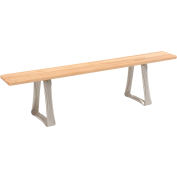 Global Industrial Locker Bench Hardwood Top w/Steel Trapezoid Pedestals, Bolt Down 72x9-1/2x17