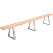 Global Industrial Locker Bench Hardwood Top w/SS Trapezoid Pedestal, Bolt Down 108x9-1/2x17
