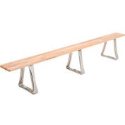 Global Industrial Locker Bench Hardwood Top w/SS Trapezoid Pedestal, Bolt Down 120x9-1/2x17