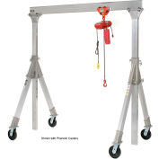 Adjustable Height Aluminum Gantry Crane, 10'W x 10'-12'6"H, Pneumatic Casters 1500 Lb