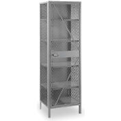 Lyon Welded Mesh Visible Storage Locker, 24"Wx21"Dx78"H, Gray, Assembled