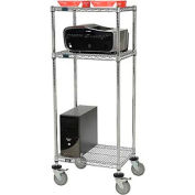 Nexel™ 3-étagère fil Mobile Printer Stand, 24" W x 18 « D x 59 » H, Chrome