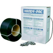 Pac Strapping Polypropylène Kit w / 1000 Joints, 9000'L x 1/2 « Bobine de largeur de sangle, Gris