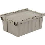 Global Industrial Plastic Attached Lid Shipping & Storage Container 21-7/8x15-1/4x9-11/16 Gray