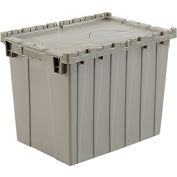 Global Industrial Plastic Attached Lid Shipping & Storage Container 21-7/8x15-1/4x17-1/4 Gray