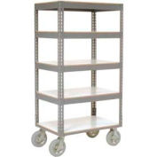 Global Industrial Easy Adj. Boltless 5 Shelf Truck 36x24, Laminate Shelves, Pneumatic Casters