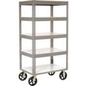 Global Industrial™ Boltless Shelf Truck w / 5 étagères et roulettes en caoutchouc, 48 « L x 24 » L x 68 « H, gris