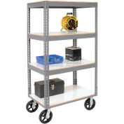 Global Industrial® Boltless Shelf Truck w / 4 étagères et roulettes en caoutchouc, 60 « L x 24"L x 68"H, Gris