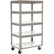 Global Industrial® Boltless Shelf Truck w / 5 étagères et poly casters, 60 « L x 24"L x 65"H, Gris