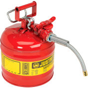 Justrite® Type II Safety Can - 2-Gallon with 5/8" Flexible Spout, Red, 7220120