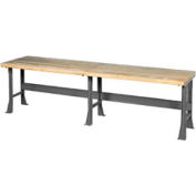 Global Industrial 120"W x 30"D Extra Long Industrial Workbench, Maple Block Square Edge - Gray