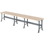 Global Industrial 216"W x 30"D Extra Long Industrial Workbench, Shop Top Safety Edge - Gray