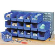 Global Industrial™ Louvered Bench Rack 36"W x 20"H - 32 of Blue Premium Stacking Bins