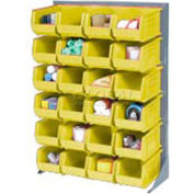Global Industrial Singled Sided Louvered Bin Rack 35x15x50 - 12 Yellow Premium Stacking Bins