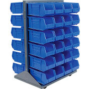 Global Industrial Mobile Double Sided Floor Rack - 48 Red Stacking Bins 36 x 54